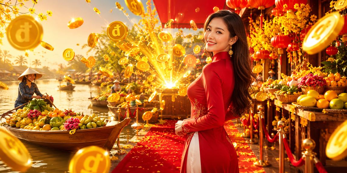 Không khí lễ hội Tết miền Mekong với chủ đề trò chơi slot trực tuyến